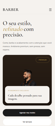 Prévia mobile do projeto Barber